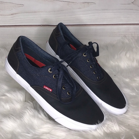 Levi's | Shoes | Levis Mens Denim Black Low Top Sneakers Like New | Poshmark